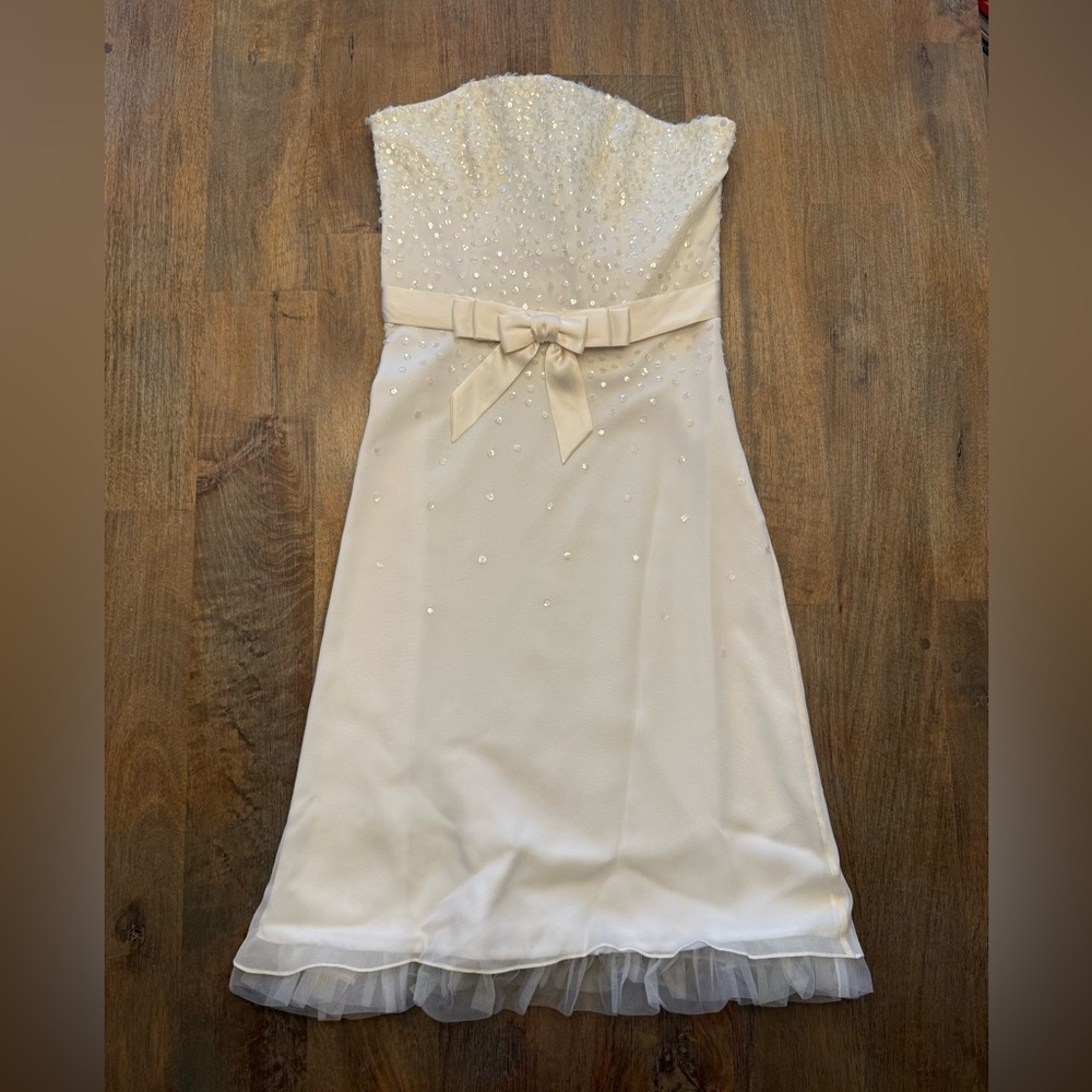 Betsey Johnson White Evening/Prom Dress with Sequin Detail